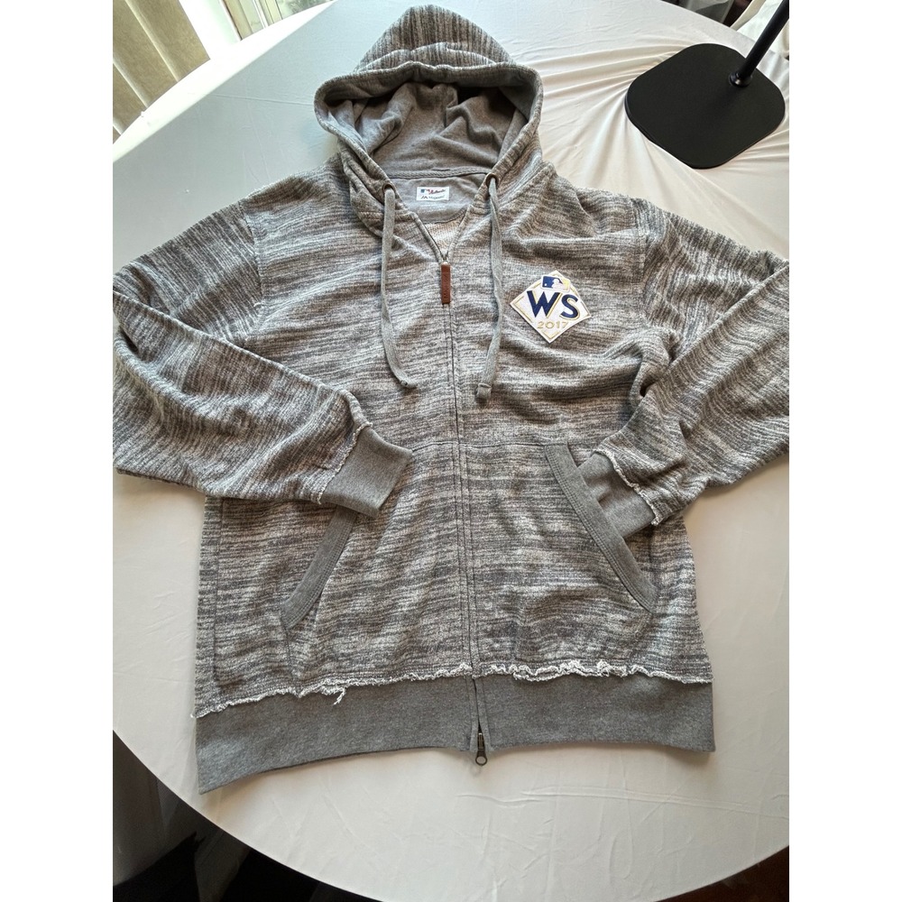 Majestic Mens MLB World Series 2017 Full Zip Hoodie Gray Heathered Medium